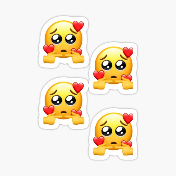 Custom Emoji 3 Hearts Pleading Sticker For Sale By Amyyy T Redbubble 7642