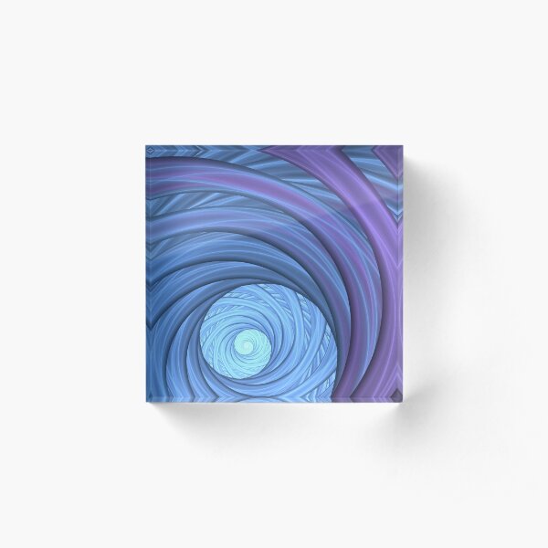 Bright Blue and Purple Spiral Fractal Acrylic Block