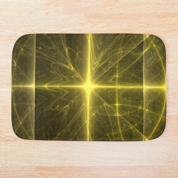 Radiant Yellow Arc Circle Fractal Sun Art Bath Mat