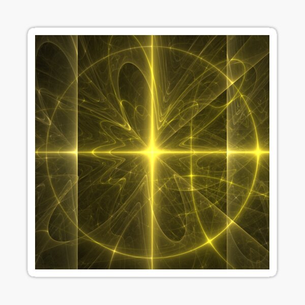 Radiant Yellow Arc Circle Fractal Sun Art Sticker