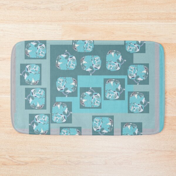 Item preview, Lil bitty blue trees in fabric collage designed and sold by djrunnels.