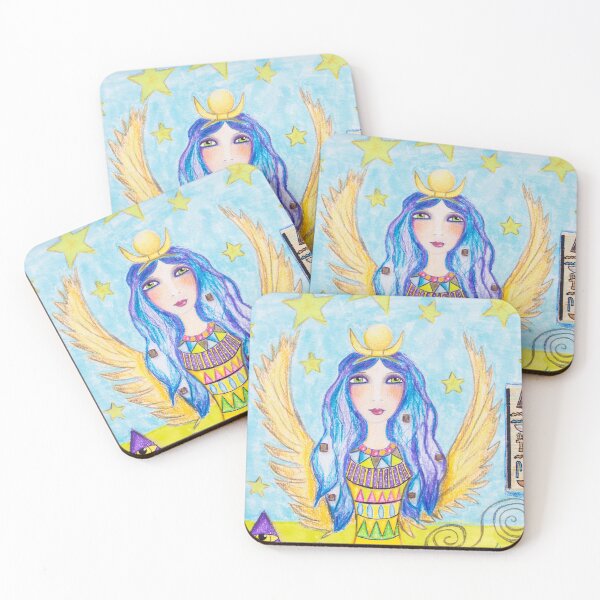 Item preview, Blue Hair Goddess Isis With Yellow Wings designed and sold by ZophiaSolaris.