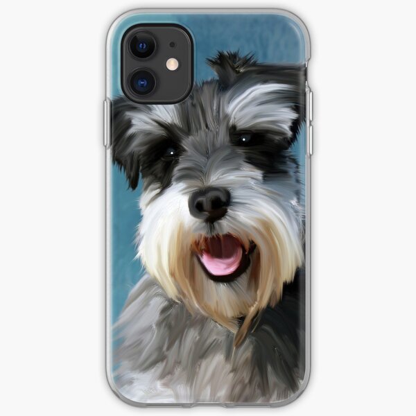 Zwergschnauzer-Hundewasser-Farbkunst-Malerei iPhone Flexible Hülle