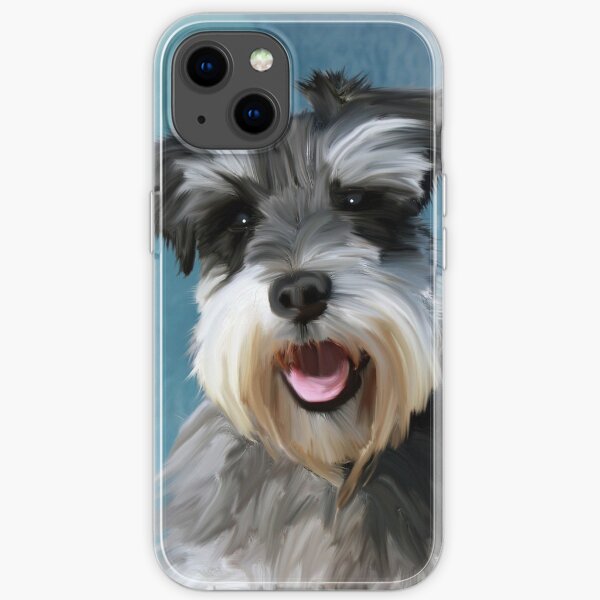 Miniature Schnauzer Dog Water Color Art Painting iPhone Soft Case