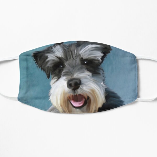 Miniature Schnauzer Dog Water Color Art Painting Flat Mask