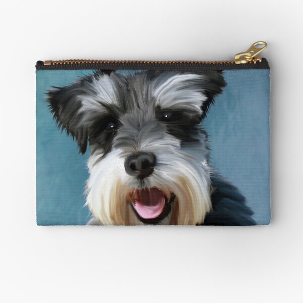 Miniature Schnauzer Dog Water Color Art Painting Zipper Pouch