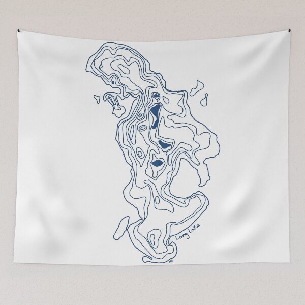 Item preview, Blue Long Lake Depth Map  designed and sold by The Water Nerd.