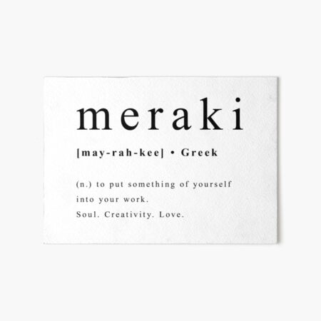 Meraki Watercolor design map quote definiton Wood Print by Vivid