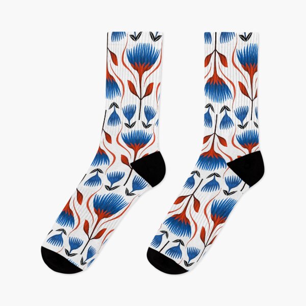 Artikelvorschau, Rote und blaue Blumenwiederholung entworfen und verkauft von chardordesign.
