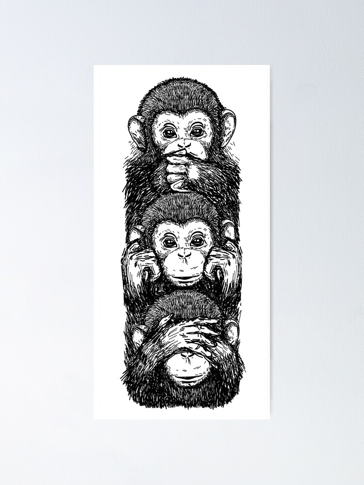 Three Monkeys Poster for Sale by SuperSeries