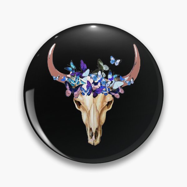 Item preview, Watercolor cow Skull and Crown blue butterflies designed and sold by Collagedream.