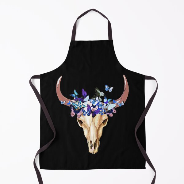 Item preview, Watercolor cow Skull and Crown blue butterflies designed and sold by Collagedream.
