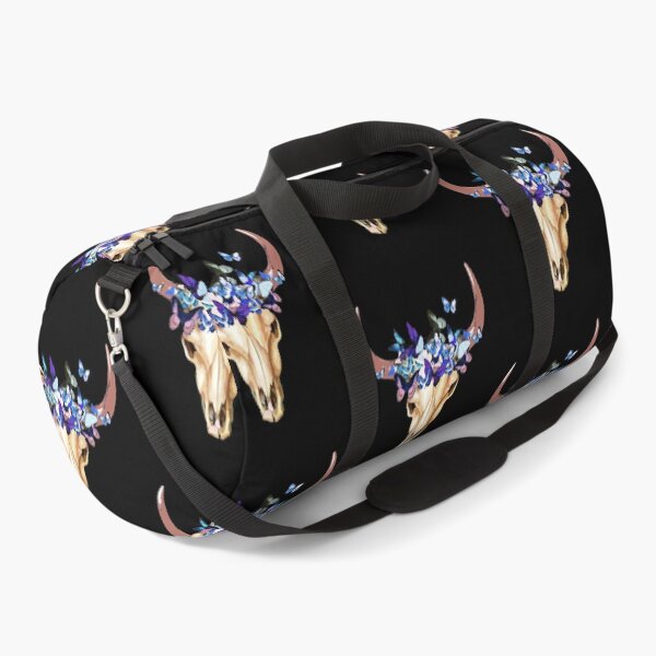 Item preview, Watercolor cow Skull and Crown blue butterflies designed and sold by Collagedream.
