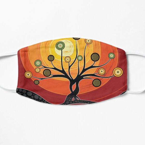 Australian aboriginal art - warm orange Flat Mask