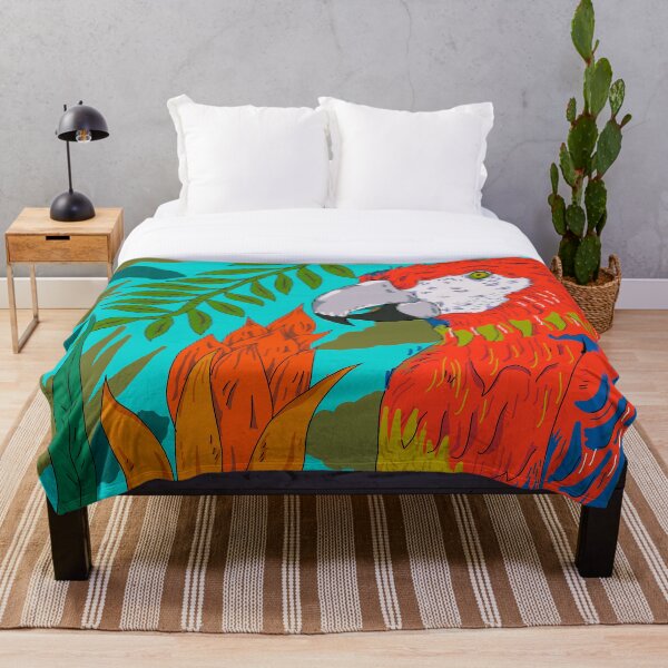 parrot red Throw Blanket