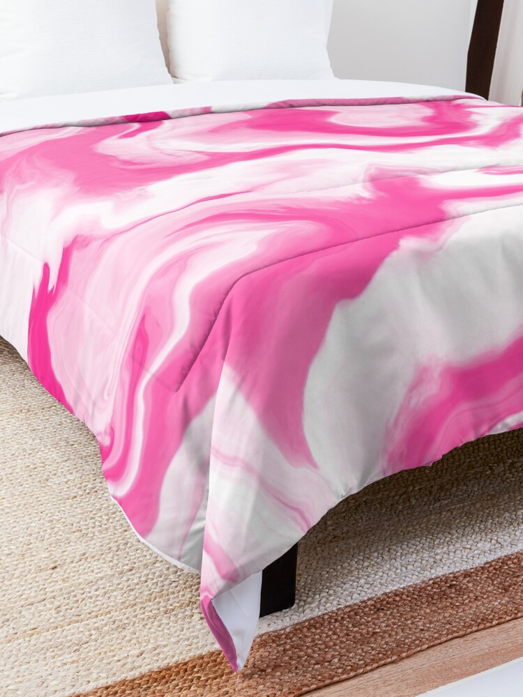 Alternate view of Hot Pink / Pink / White Acrylic Pour Painting Comforter