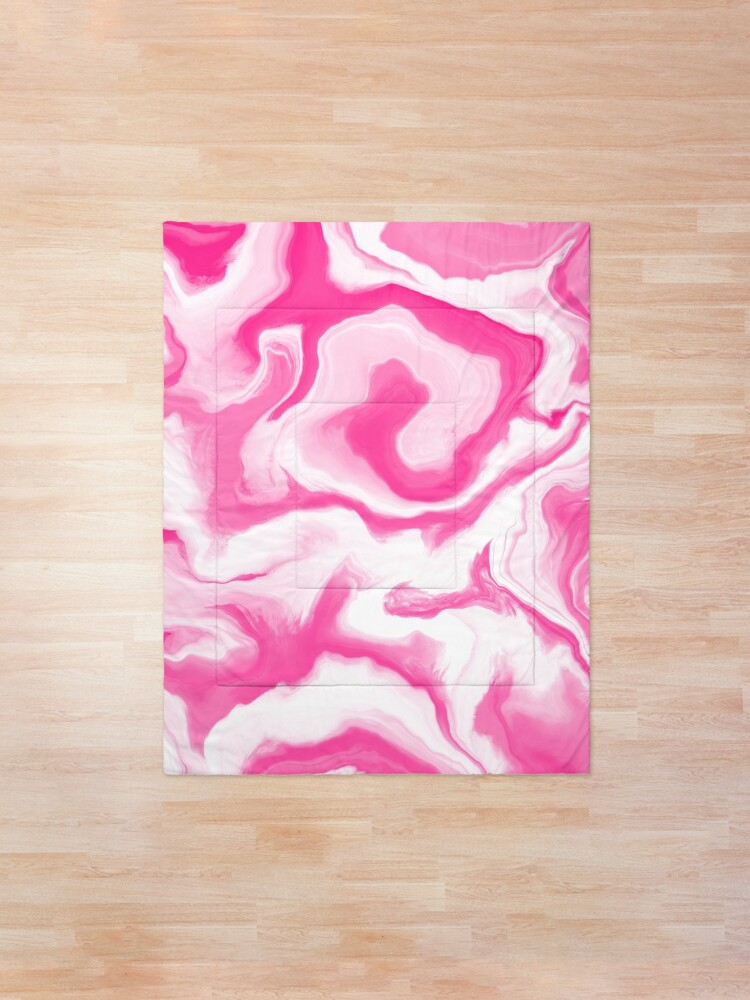 Alternate view of Hot Pink / Pink / White Acrylic Pour Painting Comforter