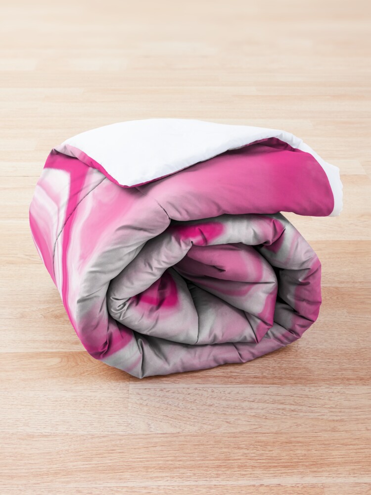 Alternate view of Hot Pink / Pink / White Acrylic Pour Painting Comforter