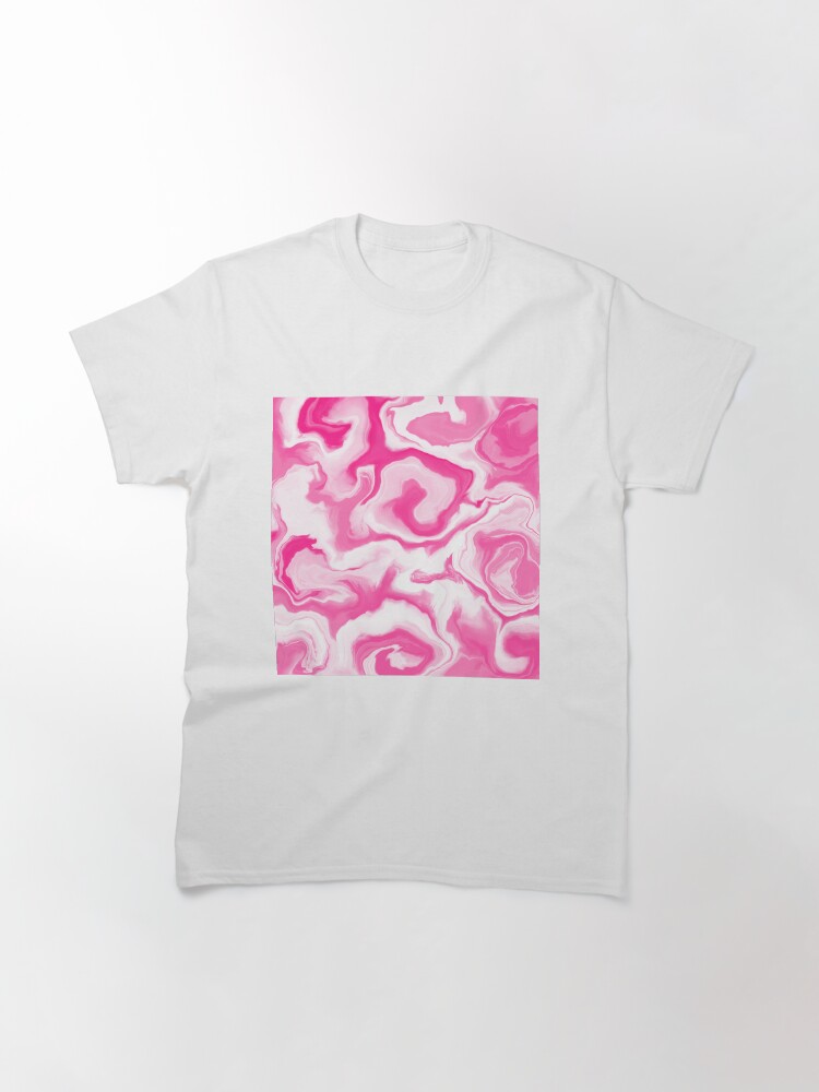 Alternate view of Hot Pink / Pink / White Acrylic Pour Painting Classic T-Shirt