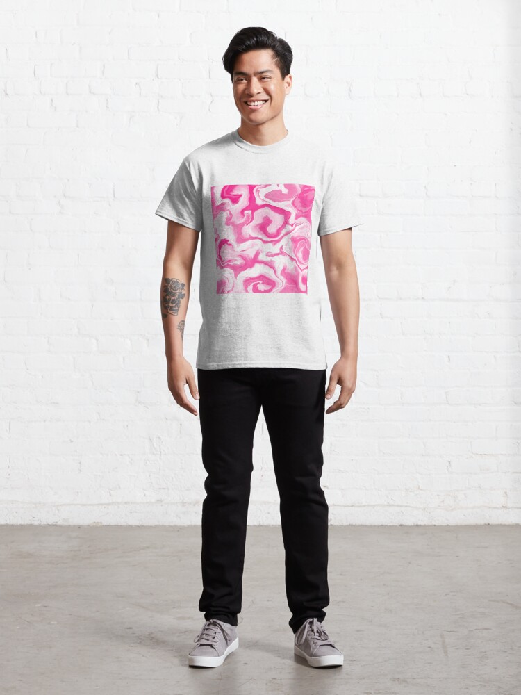 Alternate view of Hot Pink / Pink / White Acrylic Pour Painting Classic T-Shirt
