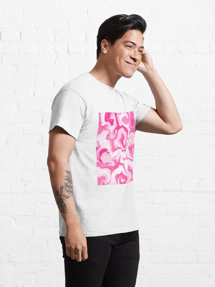 Alternate view of Hot Pink / Pink / White Acrylic Pour Painting Classic T-Shirt