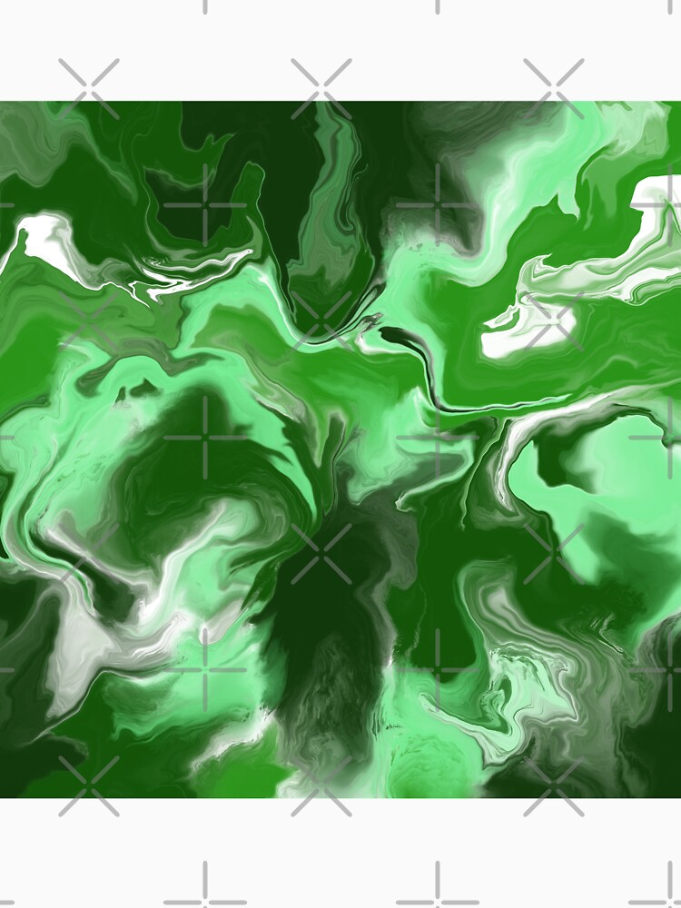 Dark Green / Green / Light Green / White Acrylic Pour Painting by abstractnudes