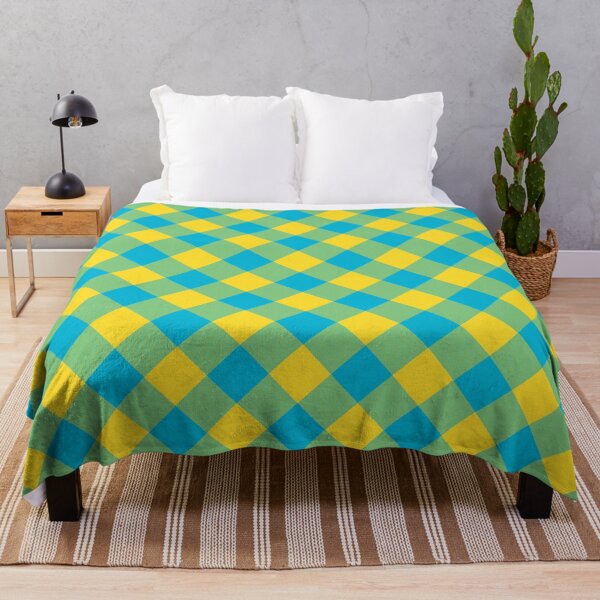 Item preview, Atoll Blue & Vibrant Yellow Cross Buffalo Twill Plaid Pattern designed and sold by 89BLACK.