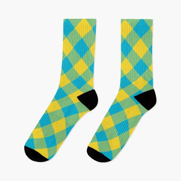 Item preview, Atoll Blue & Vibrant Yellow Cross Buffalo Twill Plaid Pattern designed and sold by 89BLACK.