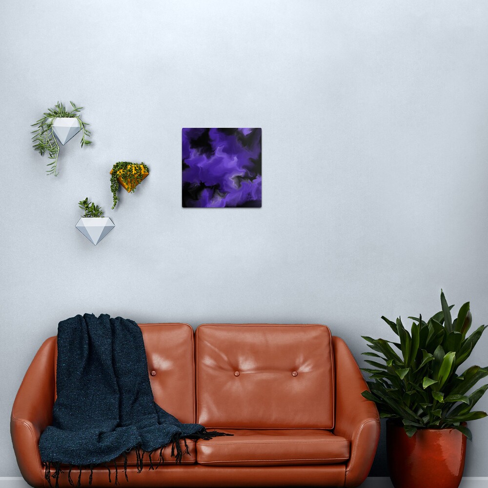 Purple / Black Acrylic Pour Painting Metal Print