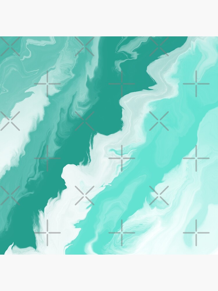 Teal / Seafoam Green / Mint / White Acrylic Pour Painting by abstractnudes
