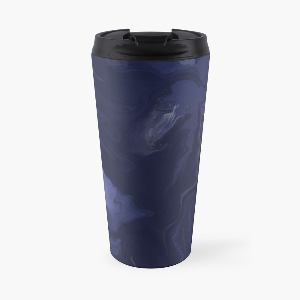 Navy Blue / Denim Blue / Indigo Blue Acrylic Pour Painting Travel Mug