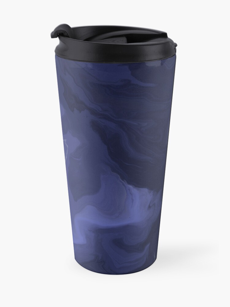 Alternate view of Navy Blue / Denim Blue / Indigo Blue Acrylic Pour Painting Travel Mug