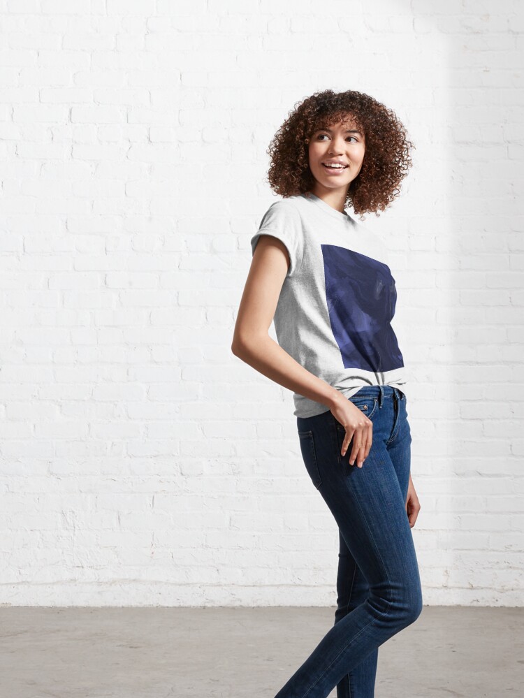 Alternate view of Navy Blue / Denim Blue / Indigo Blue Acrylic Pour Painting Classic T-Shirt