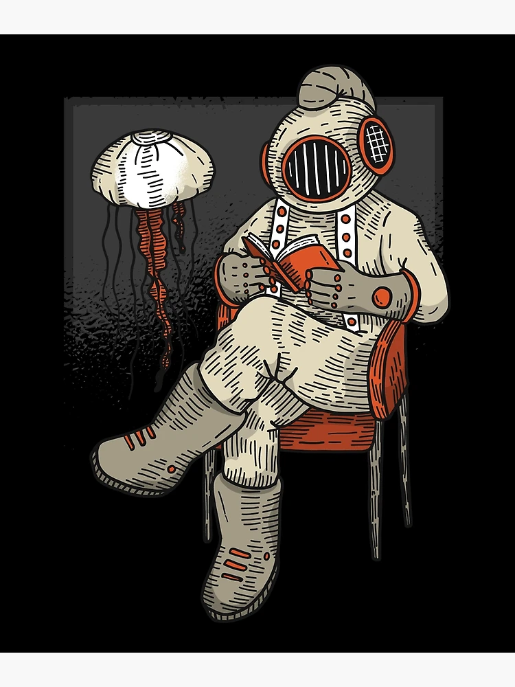 Thumbnail 3 of 3, Poster, Reading Diver Design designed and sold by DavinciStore21.