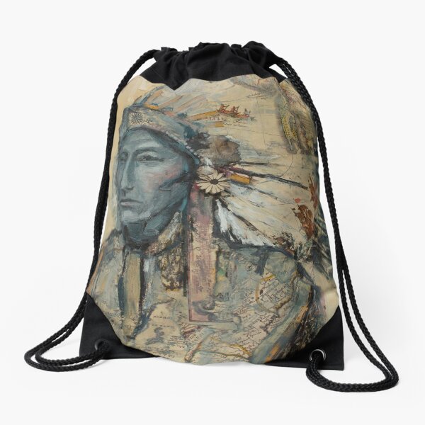 Native American Chief Drawstring Bag