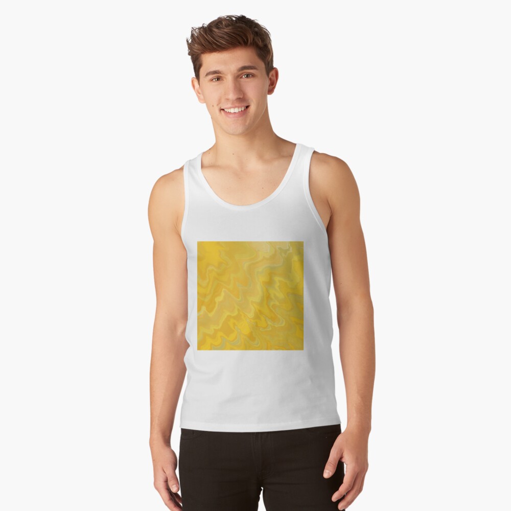 Mustard / Yellow Acrylic Pour Painting Tank Top