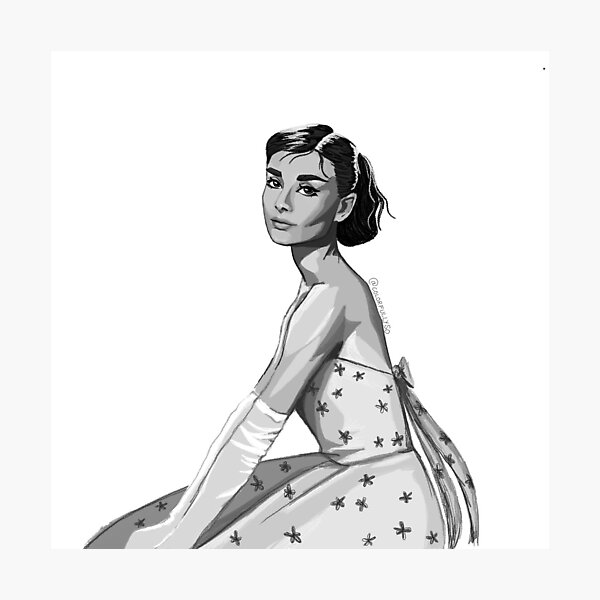 Black and White Audrey Hepburn Photographic Print