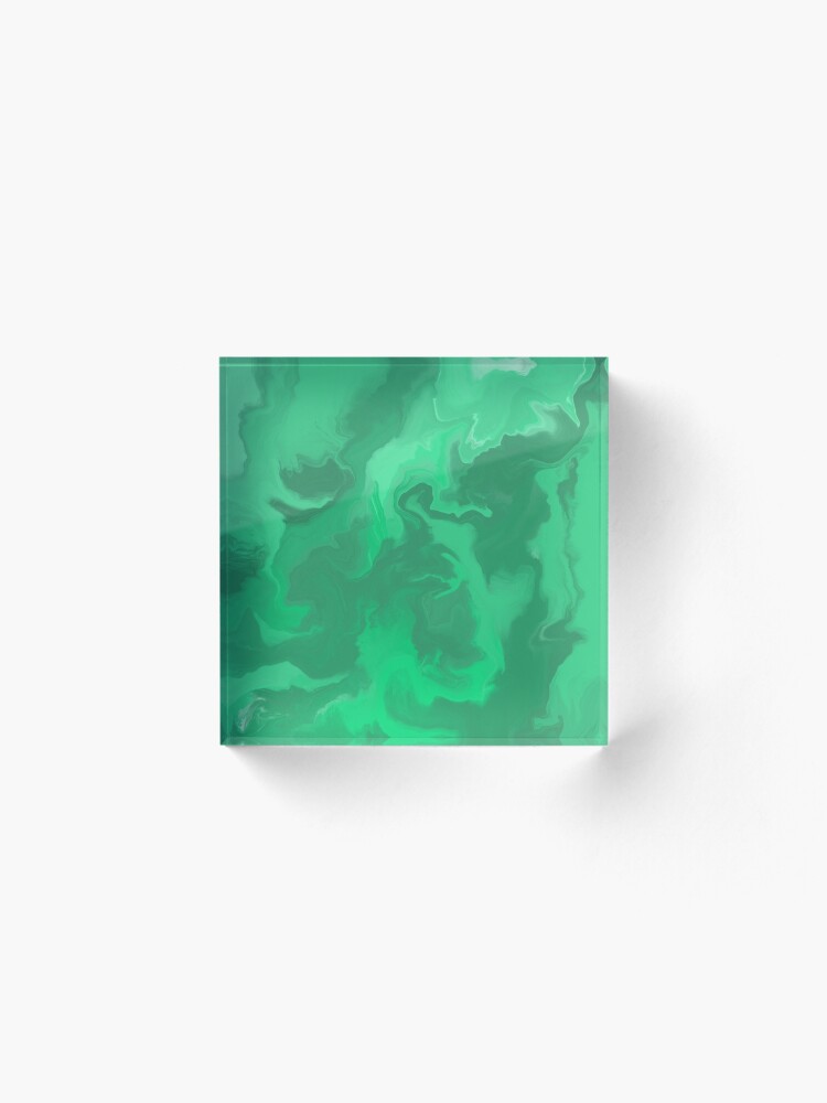 Alternate view of Turquoise / Bright Green / Seafoam Green / Mint Acrylic Pour Painting Acrylic Block