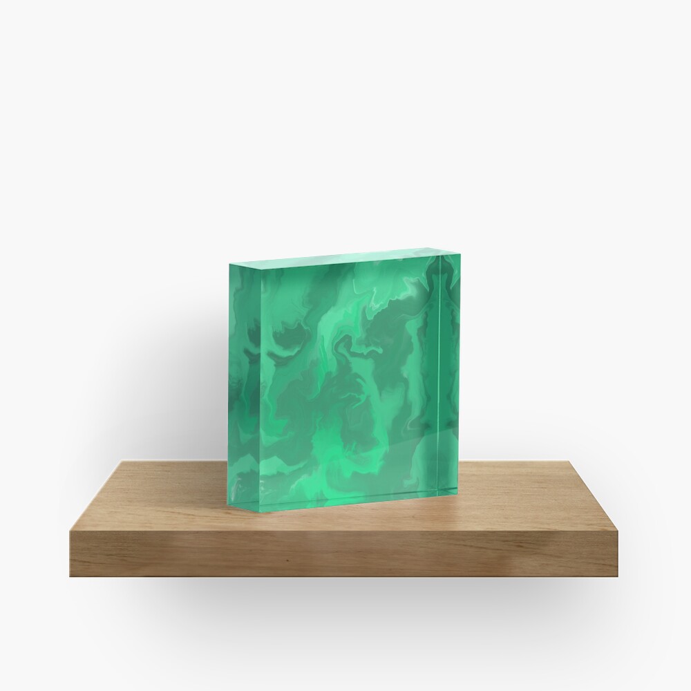 Turquoise / Bright Green / Seafoam Green / Mint Acrylic Pour Painting Acrylic Block