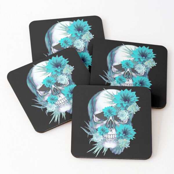 Item preview, Sugar skull with succulents plants, light blue cool funny cute mask designed and sold by Collagedream.