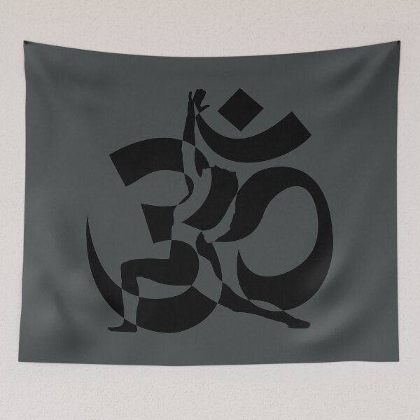 Item preview, Yoga girl, Om (Ohm) symbol, black and white - dark heather grey designed and sold by Kinisis.