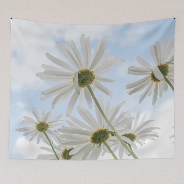 Item preview, Remembrance Delicate White Daisies against Light Blue Cloudy Sky designed and sold by nancyjcreates.