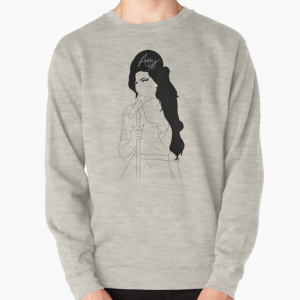 Amy Winehouse Line Drawing with Signiture Pullover Sweatshirt