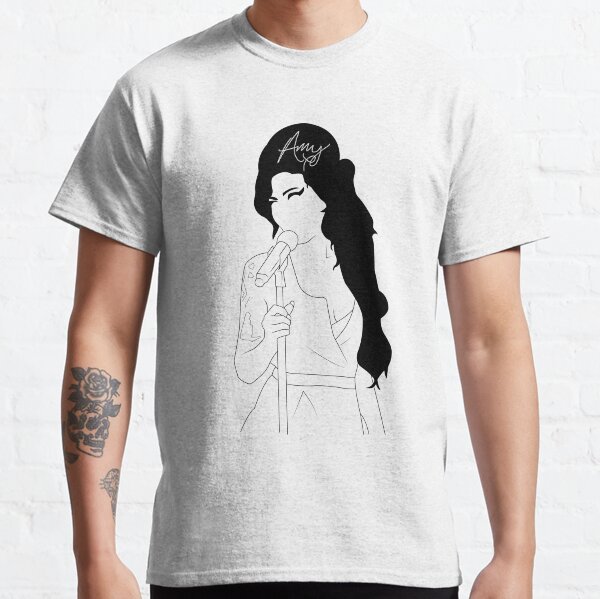 Amy Winehouse Line Drawing con Signiture Camiseta clásica