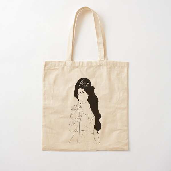 Amy Winehouse Line Drawing with Signiture Cotton Tote Bag
