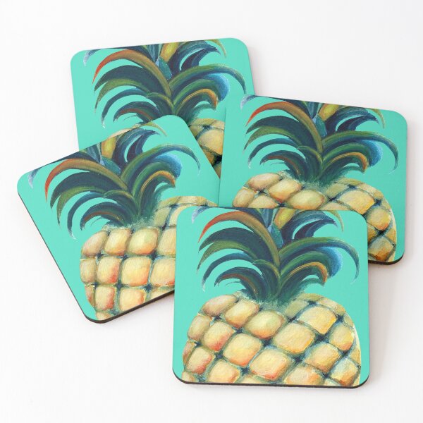 Item preview, Pineapple watercolor - biscay green background designed and sold by Linda Sholberg.