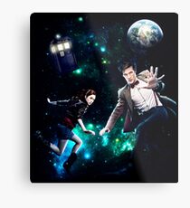 Amy and The Doctor in Space Metal Print