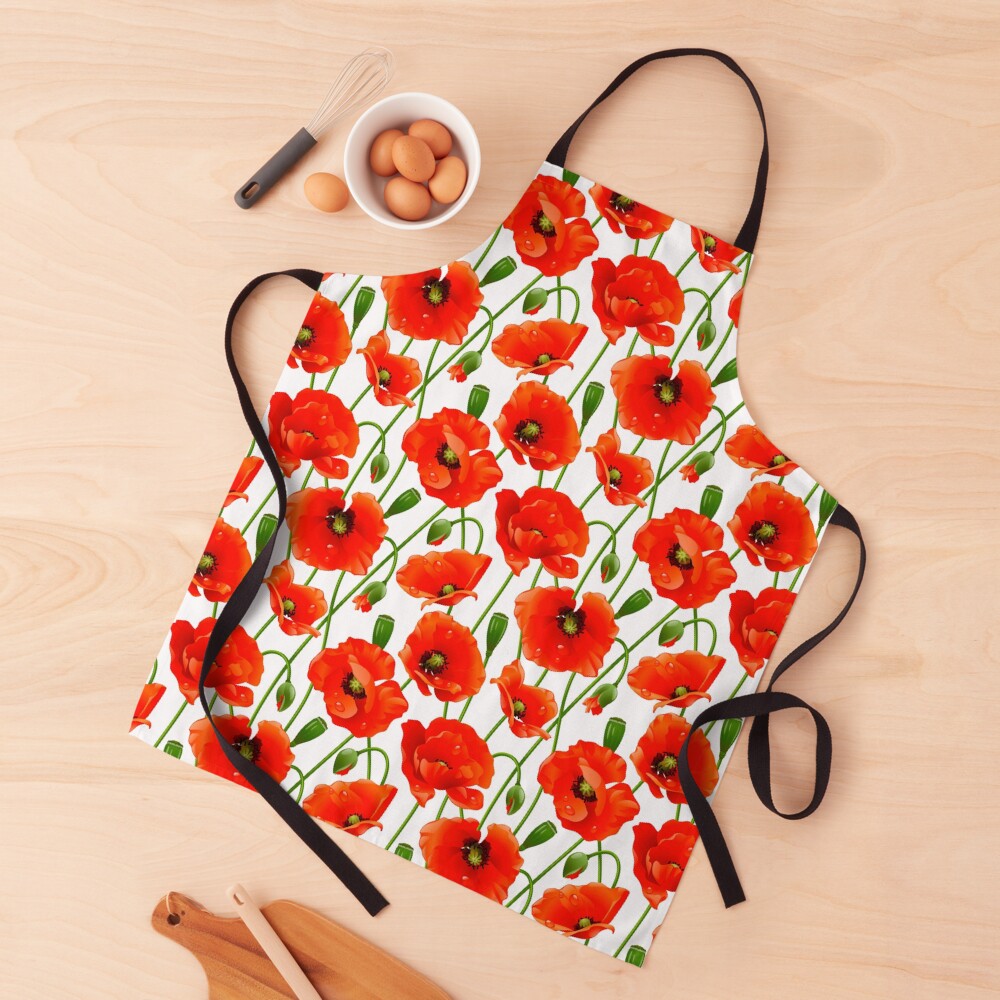 Beautiful Red Poppy Flowers Apron