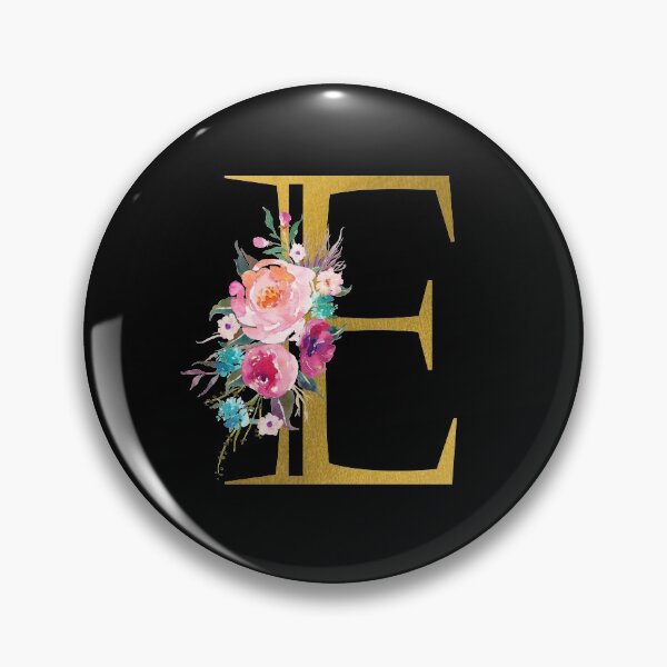 Item preview, Letter E, Floral Monogram, Watercolor Roses, Initial, Faux Gold Foil designed and sold by WildHoneyDesign.