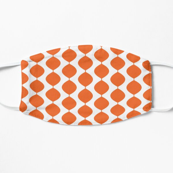 Mid Century Modern Retro 60s Waves Pattern (Red Orange Pure) Flat Mask